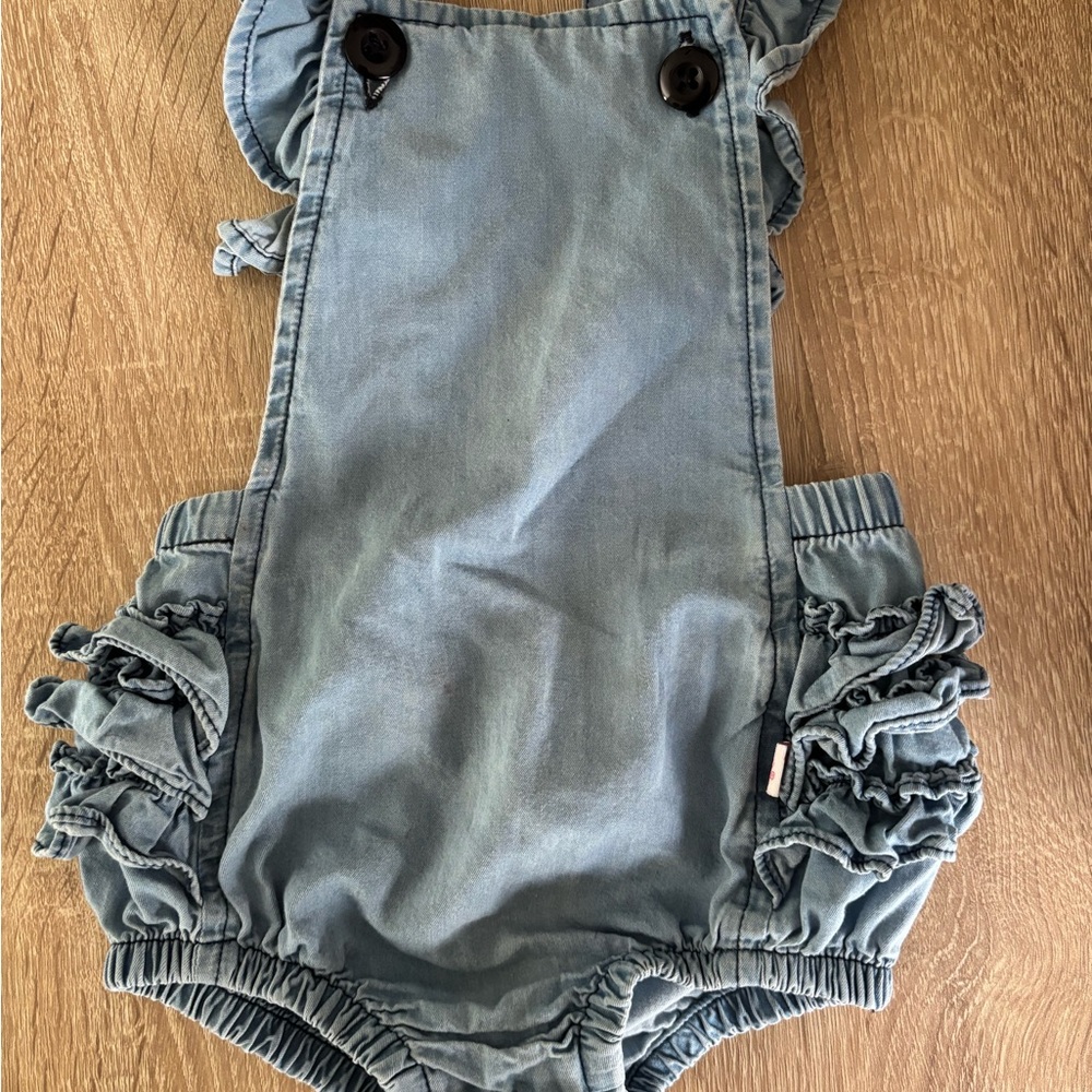 Ruffle Butts Blue Diaper Cover with Ruffle Details